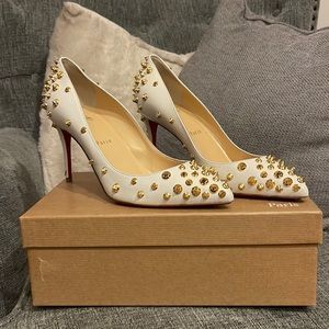 Christian louboutin white stud heels
